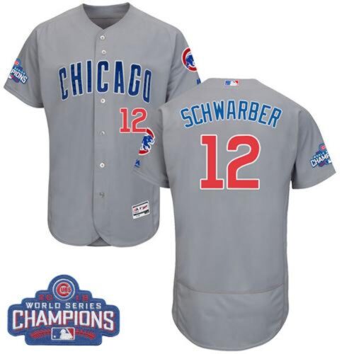 6863c6a8a09e5_1 Cubs #12 Kyle Schwarber Grey Flexbase Authentic Collection Road 2016 World Series Champions Stitched MLB Jersey