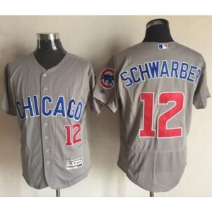 6863c6ac01e06_1 Cubs #12 Kyle Schwarber Grey Flexbase Authentic Collection Road Stitched MLB Jersey
