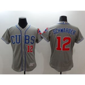6863c6af7aa08_1 Cubs #12 Kyle Schwarber Grey Flexbase Authentic Collection Alternate Road Stitched MLB Jersey
