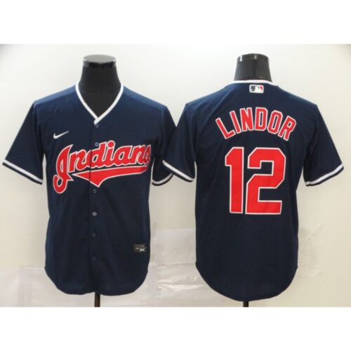 6863c6dd487d8_1 Men's Cleveland indians #12 Francisco Lindor Navy Cool Base Stitched MLB Jersey