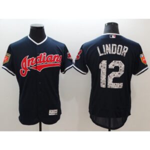6863c6eebf89f_1 Men's Cleveland indians #12 Francisco Lindor Navy 2018 Spring Training Flexbase Stitched MLB Jersey