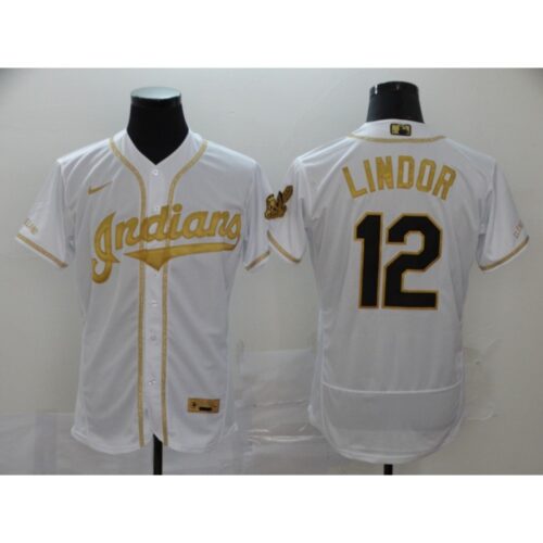 6863c6fd48037_1 Men's Cleveland indians #12 Francisco Lindor 2020 White Golden Flex Base Stitched MLB Jersey