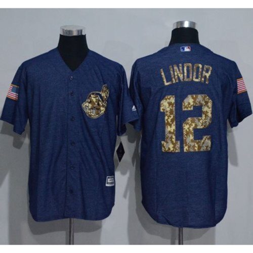 6863c70ab886f_1 indians #12 Francisco Lindor Denim Blue Salute to Service Stitched MLB Jersey