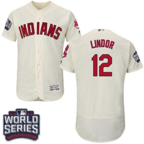 6863c7114d911_1 indians #12 Francisco Lindor Cream Flexbase Authentic Collection 2016 World Series Bound Stitched MLB Jersey