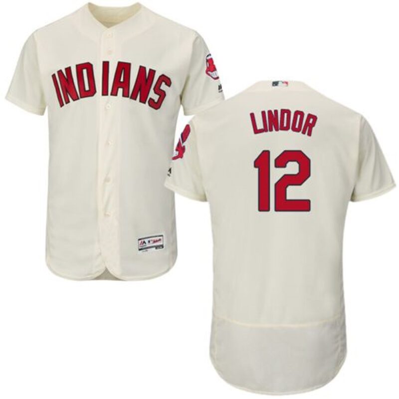 6863c714a2c67_1 indians #12 Francisco Lindor Cream Flexbase Authentic Collection Stitched MLB Jersey