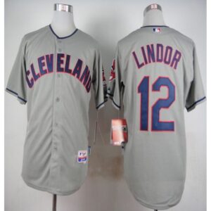 6863c71f3aeb0_1 indians #12 Francisco Lindor Grey Cool Base Stitched MLB Jersey