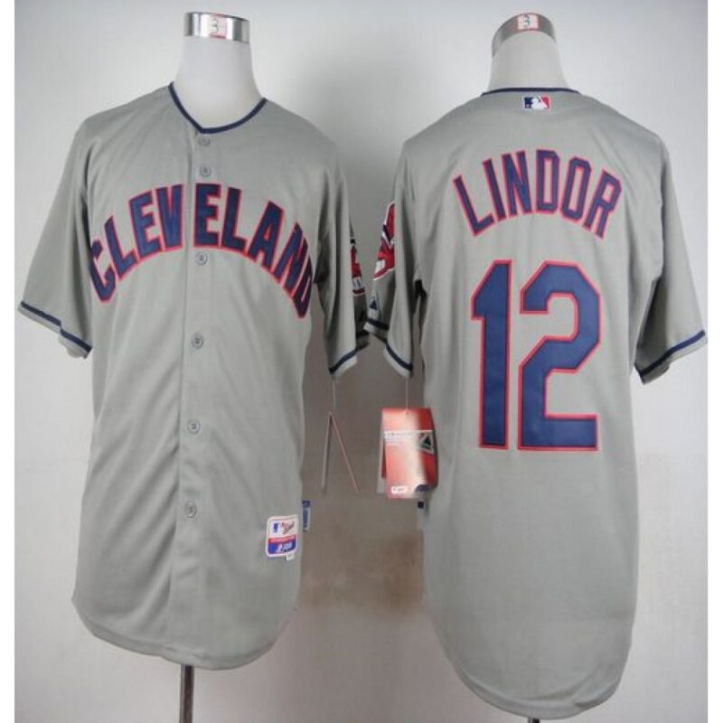 6863c71f3aeb0_1 indians #12 Francisco Lindor Grey Cool Base Stitched MLB Jersey