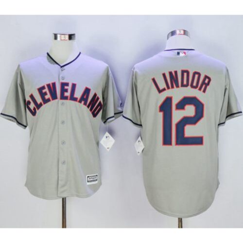 6863c722995cf_1 indians #12 Francisco Lindor Grey New Cool Base Stitched MLB Jersey