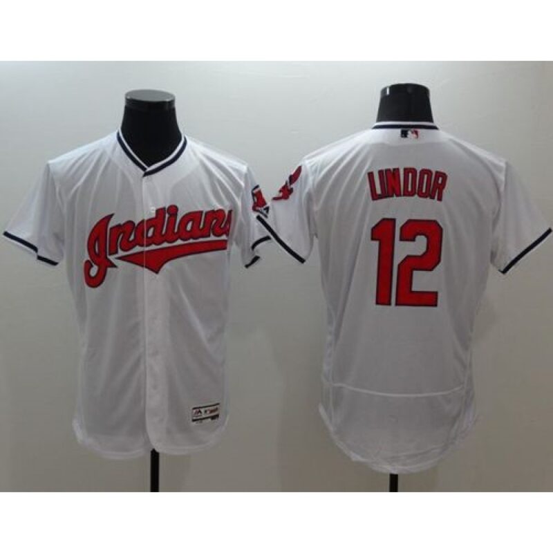 6863c751207e1_1 indians #12 Francisco Lindor White Flexbase Authentic Collection Stitched MLB Jersey