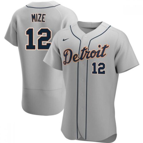 6863c77b370c3_1 Men's Detroit Tigers #12 Casey Mize Grey Flex Base Stitched Jersey