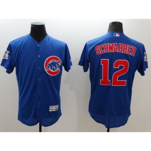 6863c7b0b574d_1 Cubs #12 Kyle Schwarber Blue Flexbase Authentic Collection Stitched MLB Jersey