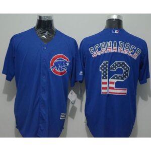 6863c7b7ef791_1 Cubs #12 Kyle Schwarber Blue USA Flag Fashion Stitched MLB Jersey
