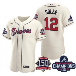 6863c7c2a90f2_1 Men's Atlanta Braves #12 Jorge Soler 2021 Cream World Series Champions With 150th Anniversary Flex Base Stitched Jersey