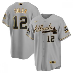 6863c7d81ba40_1 Men's Atlanta Braves #12 Jorge Soler 2021 Grey/Gold World Series Champions With 150th Anniversary Patch Cool Base Stitched Jersey