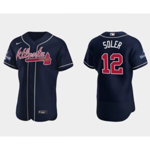 6863c7e65a1fd_1 Men's Atlanta Braves #12 Jorge Soler 2021 Navy World Series Champions Flex Base Stitched Jersey