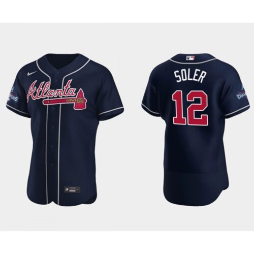6863c7e65a1fd_1 Men's Atlanta Braves #12 Jorge Soler 2021 Navy World Series Champions Flex Base Stitched Jersey