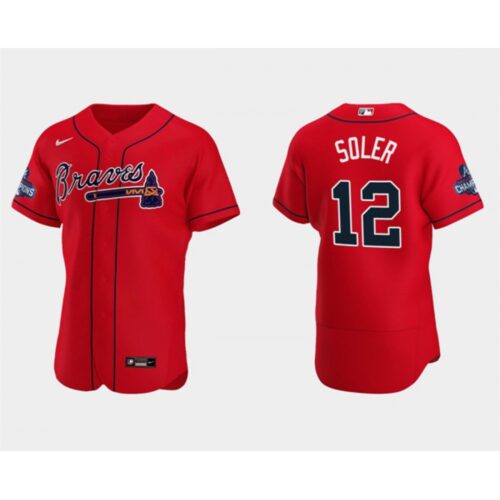6863c7fb0a54b_1 Men's Atlanta Braves #12 Jorge Soler 2021 Red World Series Champions Flex Base Stitched Jersey
