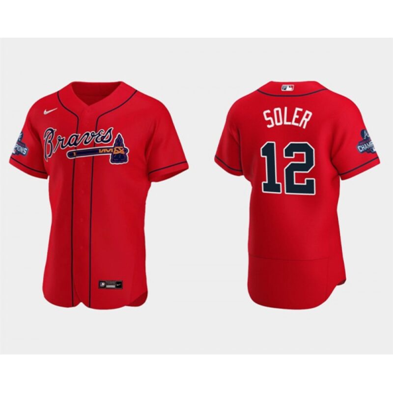 6863c7fb0a54b_1 Men's Atlanta Braves #12 Jorge Soler 2021 Red World Series Champions Flex Base Stitched Jersey