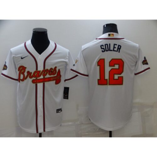 6863c80568376_1 Men's Atlanta Braves #12 Jorge Soler 2022 White/Gold World Series Champions Program Cool Base Stitched Baseball Jersey