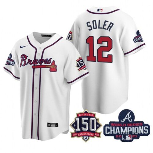 6863c80c878b9_1 Men's Atlanta Braves #12 Jorge Soler 2021 White World Series Champions With 150th Anniversary Patch Cool Base Stitched Jersey