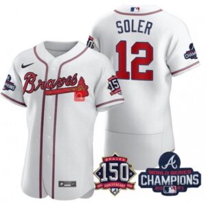 6863c81379f21_1 Men's Atlanta Braves #12 Jorge Soler 2021 White World Series Champions With 150th Anniversary Flex Base Stitched Jersey