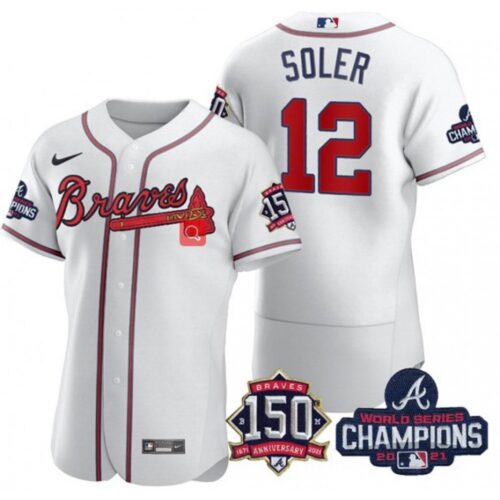 6863c81379f21_1 Men's Atlanta Braves #12 Jorge Soler 2021 White World Series Champions With 150th Anniversary Flex Base Stitched Jersey
