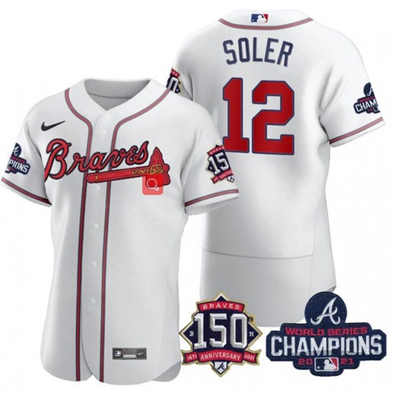 6863c81379f21_1 Men's Atlanta Braves #12 Jorge Soler 2021 White World Series Champions With 150th Anniversary Flex Base Stitched Jersey