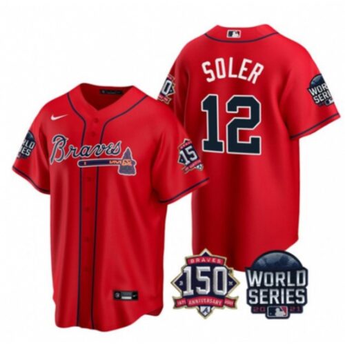6863c83573ce3_1 Men's Atlanta Braves #12 Jorge Soler 2021 Red World Series With 150th Anniversary Patch Cool Base Stitched Jersey