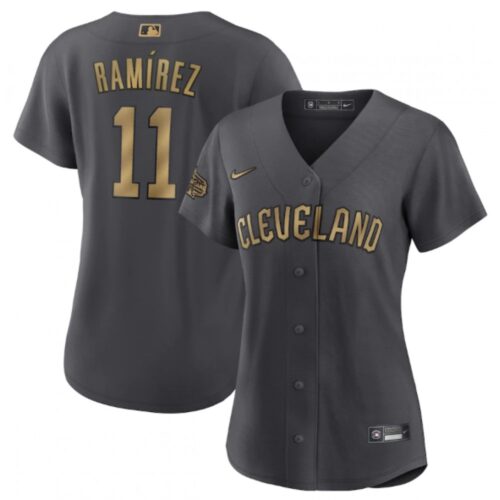 6863c881ec4db_1 Women's Cleveland Guardians #11 Jose Ramirez 2022 All-Star Charcoal Stitched Baseball Jersey(Run Small)