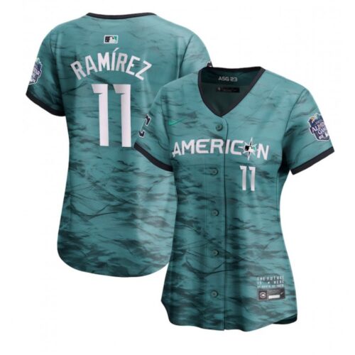 6863c8849543c_1 Women's Cleveland Guardians #11 Jose Ramirez Teal 2023 All-star Stitched Baseball Jersey(Run Small)