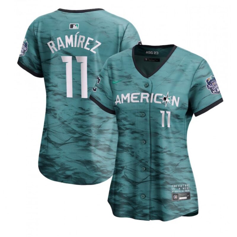 6863c8849543c_1 Women's Cleveland Guardians #11 Jose Ramirez Teal 2023 All-star Stitched Baseball Jersey(Run Small)
