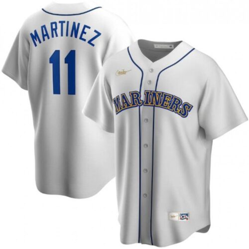 6863c88c40418_1 Men's Seattle Mariners #11 Edgar Martinez White Cool Base Stitched jersey
