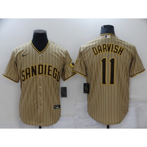 6863c895cc4b6_1 Men's San Diego Padres #11 Yu Darvish Brown Cool Base Stitched Jersey
