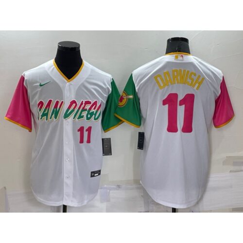 6863c8991d523_1 Men's San Diego Padres #11 Yu Darvish 2022 White City Connect Cool Base Stitched Jersey