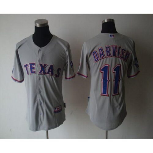 6863c8ad1089d_1 Rangers #11 Yu Darvish Grey 40th Anniversary Patch Cool Base Stitched MLB Jersey