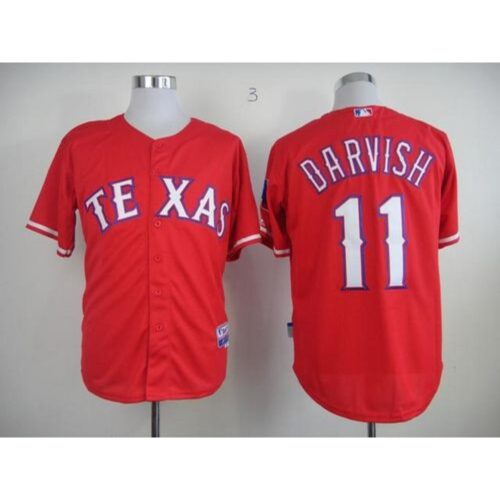6863c8b06df36_1 Rangers #11 Yu Darvish Red 40th Anniversary Patch Cool Base Stitched MLB Jersey