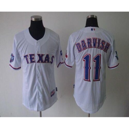 6863c8b3dde62_1 Rangers #11 Yu Darvish White 40th Anniversary Patch Cool Base Stitched MLB Jersey