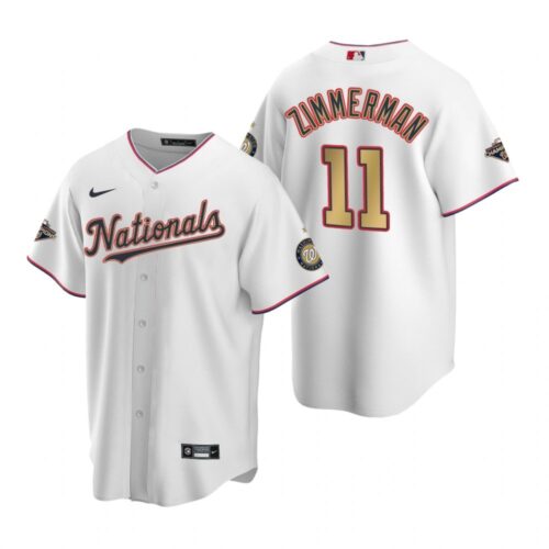 6863c8c39883f_1 Men's Washington Nationals #11 Ryan Zimmerman White 2020 Gold Program Stitched Championship Jersey