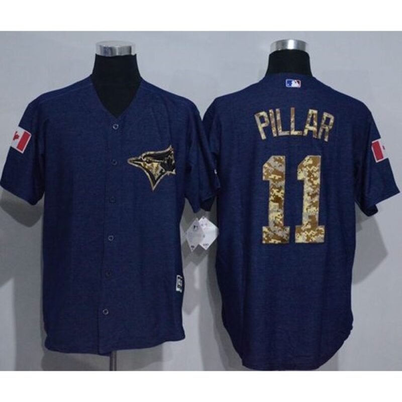 6863c8f03368e_1 Blue Jays #11 Kevin Pillar Denim Blue Salute to Service Stitched MLB Jersey