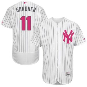 6863c9180b16b_1 Yankees #11 Brett Gardner White Strip Flexbase Authentic Collection 2016 Mother's Day Stitched MLB Jersey