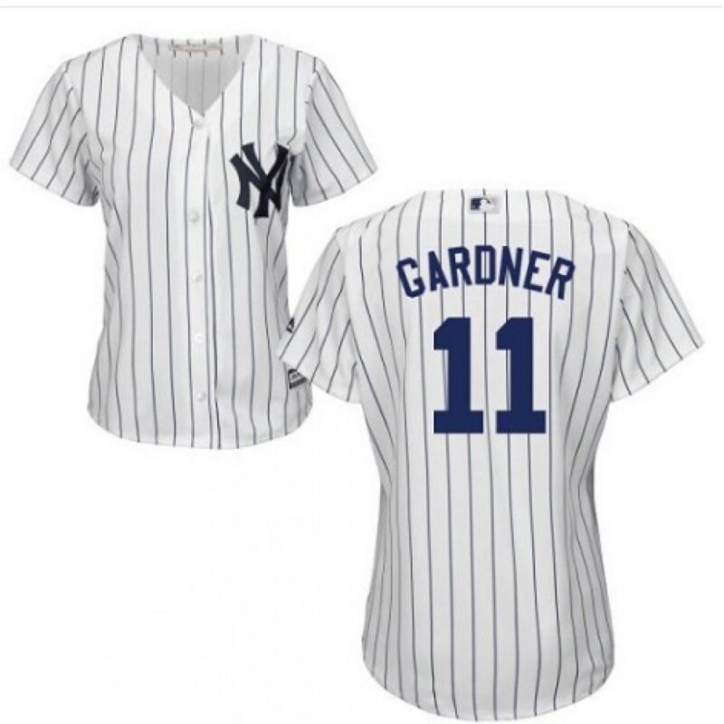 6863c91e47f26_1 Women's New York Yankees #11 Brett Gardner White Cool Base Stitched Jersey(Run Small)