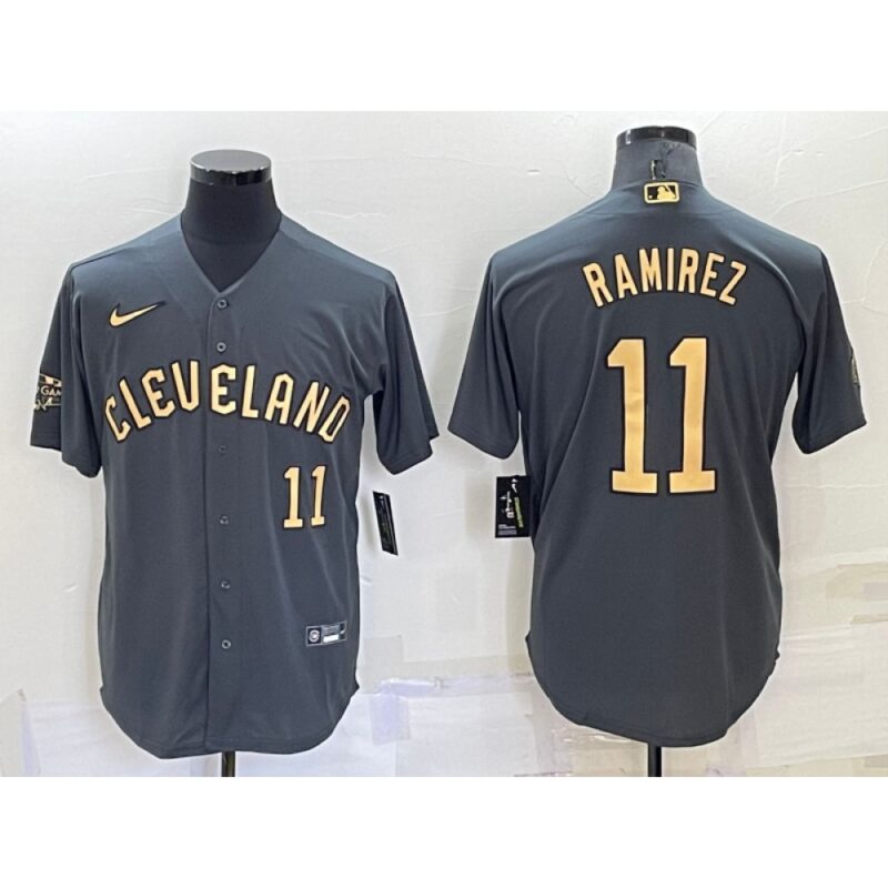 6863c931f1e12_1 Men's Cleveland Guardians #11 Jose Ramirez 2022 All-Star Charcoal Cool Base Stitched Baseball Jersey