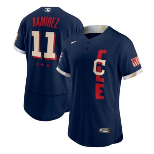 6863c93508d47_1 Men's Cleveland indians #11 Jose Ramirez 2021 Navy All-Star Flex Base Stitched Baseball Jersey