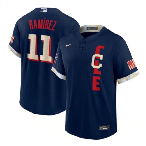6863c93852b63_1 Men's Cleveland indians #11 Jose Ramirez 2021 Navy All-Star Cool Base Stitched Baseball Jersey