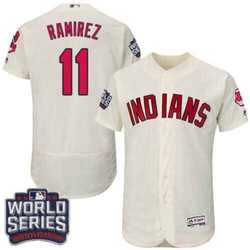 6863c94596abd_1 indians #11 Jose Ramirez Cream Flexbase Authentic Collection 2016 World Series Bound Stitched MLB Jersey