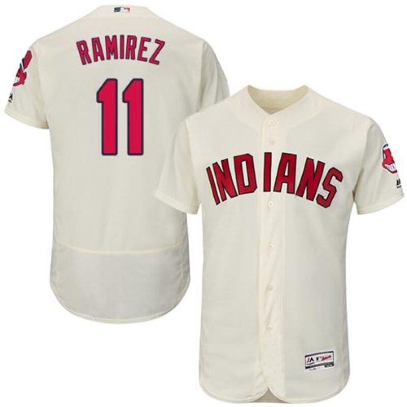 6863c948e99be_1 indians #11 Jose Ramirez Cream Flexbase Authentic Collection Stitched MLB Jersey