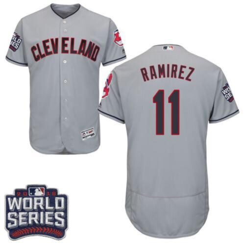 6863c94c34117_1 indians #11 Jose Ramirez Grey Flexbase Authentic Collection 2016 World Series Bound Stitched MLB Jersey