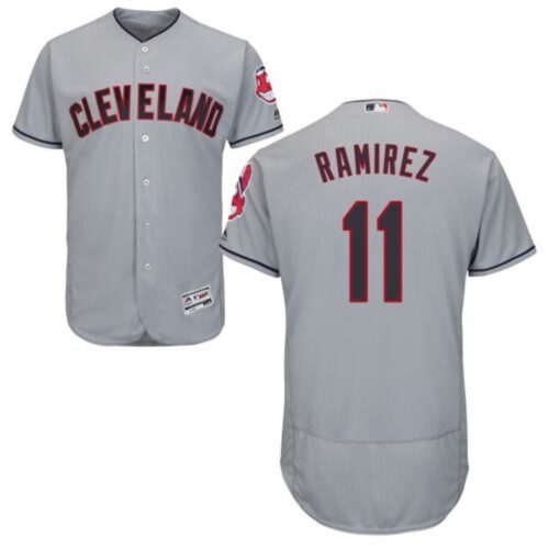 6863c94fc4664_1 indians #11 Jose Ramirez Grey Flexbase Authentic Collection Stitched MLB Jersey