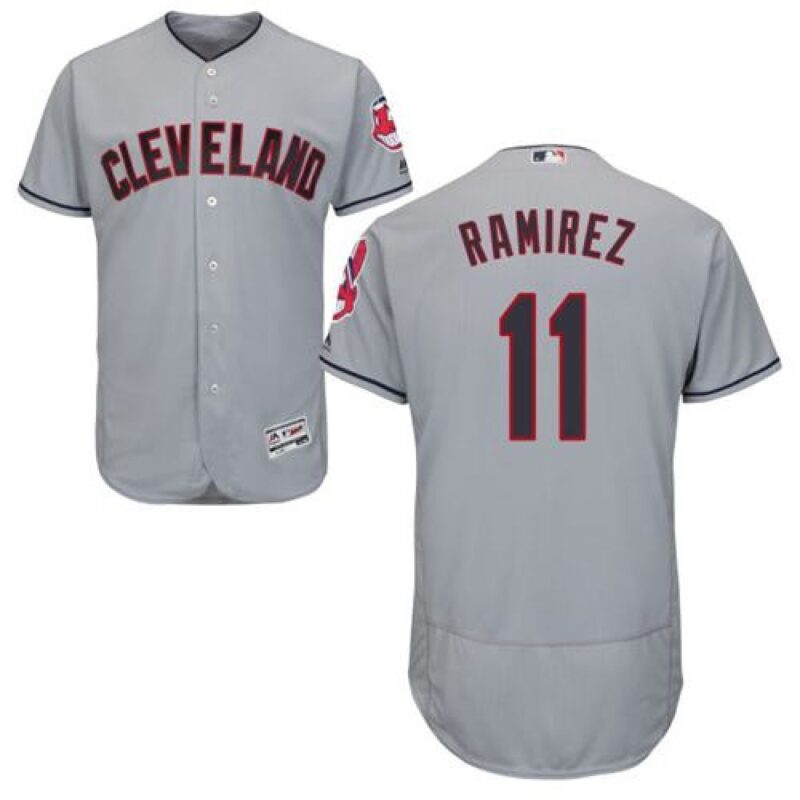 6863c94fc4664_1 indians #11 Jose Ramirez Grey Flexbase Authentic Collection Stitched MLB Jersey