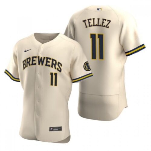 6863c95e7fd5c_1 Men's Milwaukee Brewers #11 Rowdy Tellez Cream Flex Base Stitched MLB Jersey